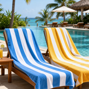 Striped <b>Beach</b> <b>Towel</b> Rectangular Cotton Quick-Dry Blue White Yellow Multi Color Pool Swim <b>Towels</b> - Product Image 5