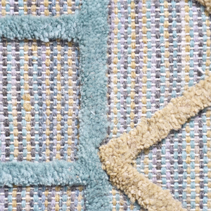 Tapis en laine tufté à la main multicolore Pastel Glyph, motif géométrique tribal moderne, antidérapant, écologique, pour salon - Product Image 3
