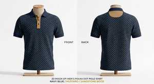 เสื้อโปโลชายสีน้ำเงินกรมท่าลายจุด แขนสั้น ผ้าฝ้ายอ๊อกซ์ฟอร์ด ดีไซน์ลำลอง ระบายอากาศได้ดี - Product Image 2