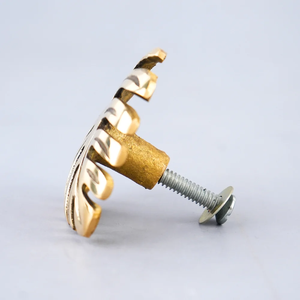 Handmade Golden Brass Monstera Leaf Cabinet Knob Dresser Cabinet <b>Door</b> <b>Handles</b> Cupboard <b>Pulls</b> India - Product Image 3