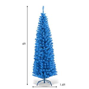 6FT Eco-Friendly PVC Artificial Christmas Tree with 520 Blue/Pencil Shape Branch Tips and Sturdy Metal Stand - Product Image 2