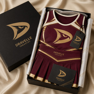 Ensemble d'uniformes de cheerleading pour femmes, bordeaux et or, polyester et élasthanne, haut court et jupe plissée, tenue de compétition - Product Image 5