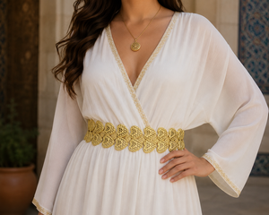 Ceinture de taille plaquée or 14K 18K 24K en gros, ceinture de danse du ventre marocaine, ceinture de mariée dorée style Dubaï, ceinture de bijoux de mariée arabe. - Product Image 2