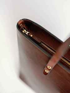 Bolso Tote de Cuero Genuino Vintage, Bolso de Mano para Mujer con Cierre, Bolso de Hombro Resistente al Agua, Gran Capacidad para Viajes Diarios - Product Image 4