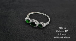 Bracelet en Zircon Cubique 10346, Bracelet Double Pierre Ovale, Bracelet Manchette en Zircon Cubique, Bracelet Tendance en Laiton, Bijoux pour Femme, Idéal pour les Soirées - Product Image 4