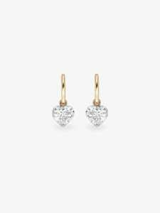 Boucles d'oreilles créoles personnalisées en or massif 10K 14K 18K avec diamants de laboratoire en forme de cœur, minimalistes, délicates, modernes, pendantes, pour femme, usage quotidien - Product Image 3