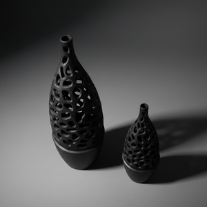 Luxury Hollow Cut-Out Matte Black Metal <b>Vase</b> Elegant Artistic Handcrafted Modern Home Decor Centerpiece Single Unit Only - Product Image 1