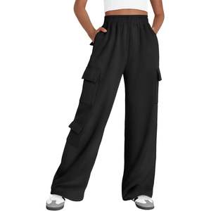 2025 femmes Cargo pantalons de survêtement jambe large polaire doublé Y2K Joggers avec poches taille moyenne XL taille pour l'automne hiver - Product Image 6