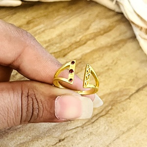 New Arrival Geometric Gemstone <b>Ring</b> Boho Brass <b>Rings</b> for Women 18k Gold Plated <b>Dainty</b> Triangle Garnet <b>Ring</b> for Wholesale/OEM/ODM - Product Image 6