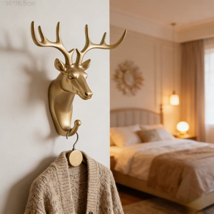 Decorative Deer Head <b>Wall</b> Hook Resin Animal <b>Wall</b> Mounted Coat Hook Key Holder for Home Living Room Decoration - Product Image 5