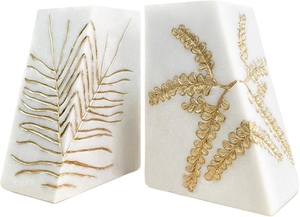 Latest design White Marble bookends gold leaf <b>book</b> <b>ends</b> heavy duty bookend decorative shelf decor - Product Image 4