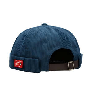 Customizable Corduroy Docker <b>Beanie</b> Cap Soft Cotton Blend Ribbed 6 Panel Brimless Rolled Cuff Unisex Custom Logo Patch - Product Image 1