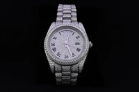 Montre entièrement sertie de diamants, style hip-hop, en argent sterling 925 massif, pour la mode masculine