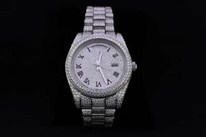 Reloj completamente cubierto de diamantes, estilo hip hop, reloj de plata de ley 925 maciza para la moda masculina. - Product Image 2