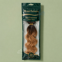 Sac d'emballage imprimé pour extensions de cheveux pour fournisseurs de salons, pochette personnalisée à fermeture éclair pour la vente en gros de produits capillaires aux États-Unis
