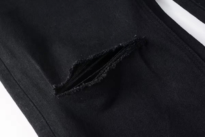 Men's Stretch Denim <b>Jeans</b> High <b>Elastic</b> Breathable Garment Dyed 100% Cotton Straight Fit Ripped Casual Urban Skateboard Style - Product Image 4