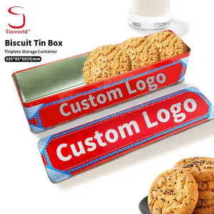 Customized Design Tinplate Food Packaging Rectangle Metal Biscuit Can Embossing Simplicity Cookie Tin Box For Cookie