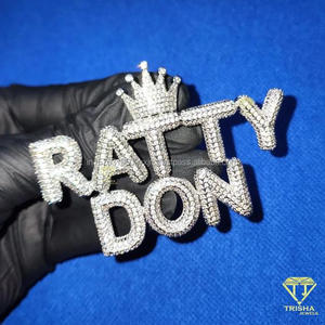 สร้อยคอจี้ฮิปฮอป "RATTY DON" แบบปรับแต่งได้ ประดับเพชรโมอิสซาไนต์ พร้อมจี้ตัวอักษร สร้อยหรูหรา ของขวัญเครื่องประดับสุดหรู - Product Image 1