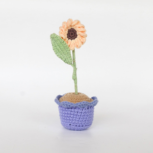 Girasol de Ganchillo Hecho a Mano en Maceta, Flor Artificial Tejida, Decoración de Mesa, Arte Puro, Adornos Artesanales para el Hogar, Regalos - Product Image 1