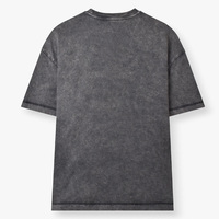 T-shirt ample vintage streetwear pour homme en coton épais délavé à l'acide avec logo frontal