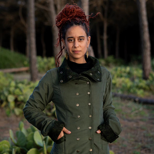 Fleece Lined Pixie Coat with Steampunk Elven Design Featuring Corset Lacing for Warm Stylish Layering in Cooler Weather - Product Image 1