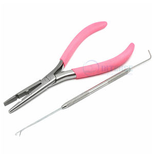 Pinzas de Acero Inoxidable de 7 Pulgadas para Extensiones de Cabello con Orificio Completo y Medio de 3.6mm para Colocación y Extracción, Herramienta Profesional con Aguja de Bucle - Product Image 5