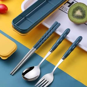 Stainless Steel Travel Cutlery Set with Spoon Fork <b>Chopsticks</b> Portable <b>Reusable</b> Utensil Kit with Anti Slip Handles and Storage - Product Image 6