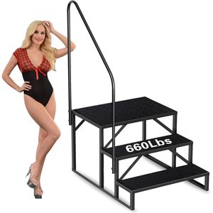 Escalera para Piscinas Elevadas, Escalón de 3 Peldaños, Capacidad de 440 lb, Resistente, para Jacuzzis - Product Image 1