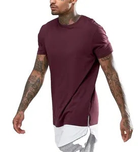 Long line t-shirt with side zippers Extra long plus size Oversized Streetwear stylish trendy tee shirt OEM service Customized Lo