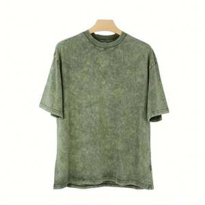 Custom Logo Heavyweight 100% Cotton <b>Acid</b> Wash T-shirt Vintage Stone Wash Oversized Streetwear Boxy Fit <b>Drop</b> Shoulder Blank Tee - Product Image 5