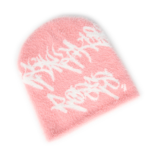 OEM Custom Soft Furry Mohair Knit All Over Printed Graphic Jacquard Fuzzy Beanie Hat Customized Skull Beanies For Unisex - Product Image 2