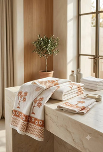 Indian Wholesale Export Hand <b>Block</b> Printed <b>Waffle</b> Cotton 1 Bath & 2 Hand Towel Set Reversible Bedding for Home Hotel - Product Image 1