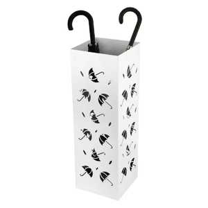 Porte-parapluie rectangulaire moderne en métal noir avec plateau anti-gouttes pour entrée, support de rangement pour bâtons et cannes - Product Image 2