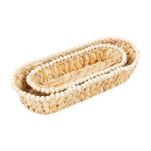Wholesale Rectangle Cutlery Holder <b>Bread</b> <b>Basket</b> Foldable Hand-Braided Water Hyacinth Decorative Feature Rattan Material Vietnam - Product Image 1