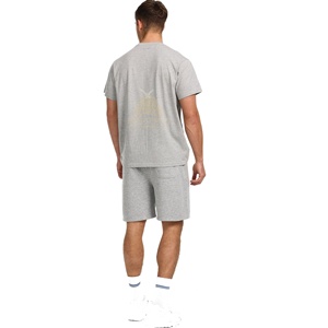 Conjunto doble de verano Camiseta Lisa Cuello redondo Nuevo diseño 100% algodón Hombres conjunto doble camiseta y conjuntos gemelos cortos oferta de logotipo personalizado - Product Image 3