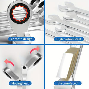 72齿铬钒钢8pcs棘轮扳手套件 | 公制和SAE | 棘轮 | 8-19毫米和1/4英寸至13/16 - Product Image 2