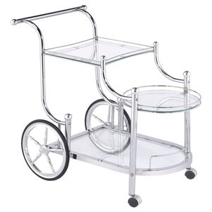 Chariot de service à 3 niveaux Reia Chrome avec roulettes, îlots et chariots de cuisine - Product Image 3