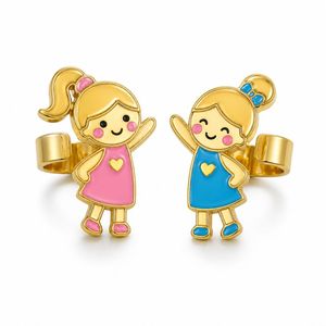 brass ear <b>cuffs</b> with Cute Cartoon Figure Candy Color Cold Enamel Clip <b>Earrings</b> for Non Pierced Ears Sold Individually - Product Image 5