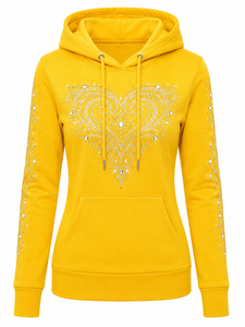 Women's Sparkly Rhinestone Hoodie Comfortable Long Sleeve Hooded Sweatshirt Casual Fashion <b>Top</b> Women Hoodies - Product Image 1