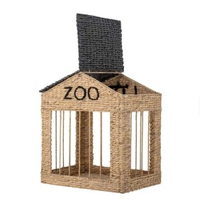 Handwoven Water Hyacinth Zoo House Toy Storage <b>Basket</b> <b>with</b> <b>Lid</b>, Kids Animal Toy Organizer Bin, Natural Woven Playroom Storage - Product Image 3