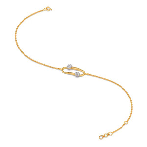 <b>Floating</b> Twin Cluster Diamond Bracelet with Yellow Gold Oval <b>Frame</b> and Minimal Open Center Design - Product Image 3
