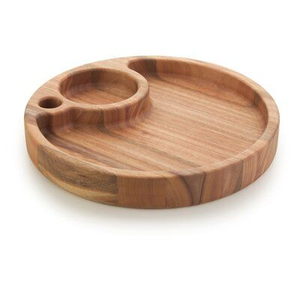 Plateau en bois massif de qualité supérieure |   Assiette de service en bois réutilisable pour les collations, les fruits, les desserts et les repas |   Vaisselle de cuisine et de salle à manger - Product Image 4