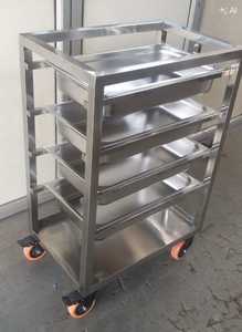 Stainless Steel <b>Tray</b> Rack Trolley 5 Tier Commercial Food <b>Storage</b> Cart Rolling Bakery Cooling Rack for Kitchen - Product Image 1
