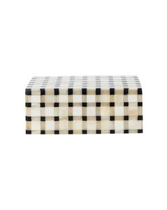 Rectangular Black White Checkered MDF/Resin <b>Double</b> Tier Eco-Friendly Resin Inlay American Style Lacquer Finish Jewelry Box for - Product Image 2