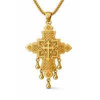 Pendentif en alliage de zinc personnalisé avec croix éthiopienne coptienne, orné de zircon, mignon pour enfants, bijou souvenir religieux