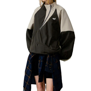 Unisex Oversized Windbreaker Pullover Asymmetric Zip Jacket Custom Panel Windbreaker Lightweight Streetwear Men's Jackets Supply - Product Image 5