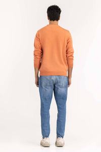 Sweat-shirt personnalisé en molleton épais pour homme, style streetwear, avec bordures côtelées rayées et broderie sur le col ras du cou - Product Image 2