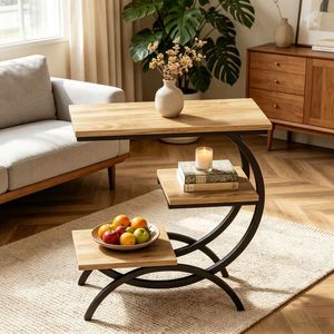 Tavolino Rustico da Salotto con Piedini Regolabili per Comfort ed Eleganza - Product Image 1