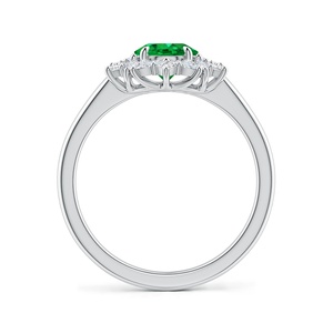 แหวนทองคำแท้ 14K สำหรับผู้หญิง ดีไซน์คลาสสิกทรงวงรี ประดับมรกตสีเขียว พร้อมเพชรรูปทรงต่างๆ ประดับรอบเพชรทรงกลมเจียระไนแบบบริลเลียนท์ เหมาะสำหรับเป็นแหวนหมั้น - Product Image 5