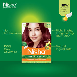 Tinte para el cabello Nisha Burgundy Creme para mujer 100% Cobertura gris Larga duración 20G + 20ml Bolsa Color permanente - Product Image 5